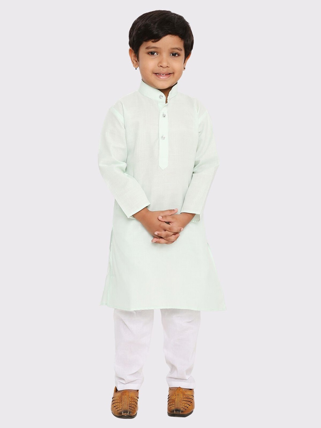 

Maharaja Boys Mandarin Collar Kurta with Pyjamas, Lime green