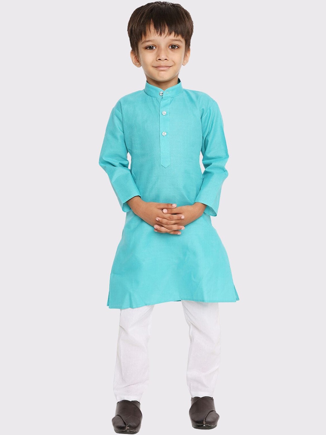 

Maharaja Boys Mandarin Collar Kurta with Pyjamas, Teal