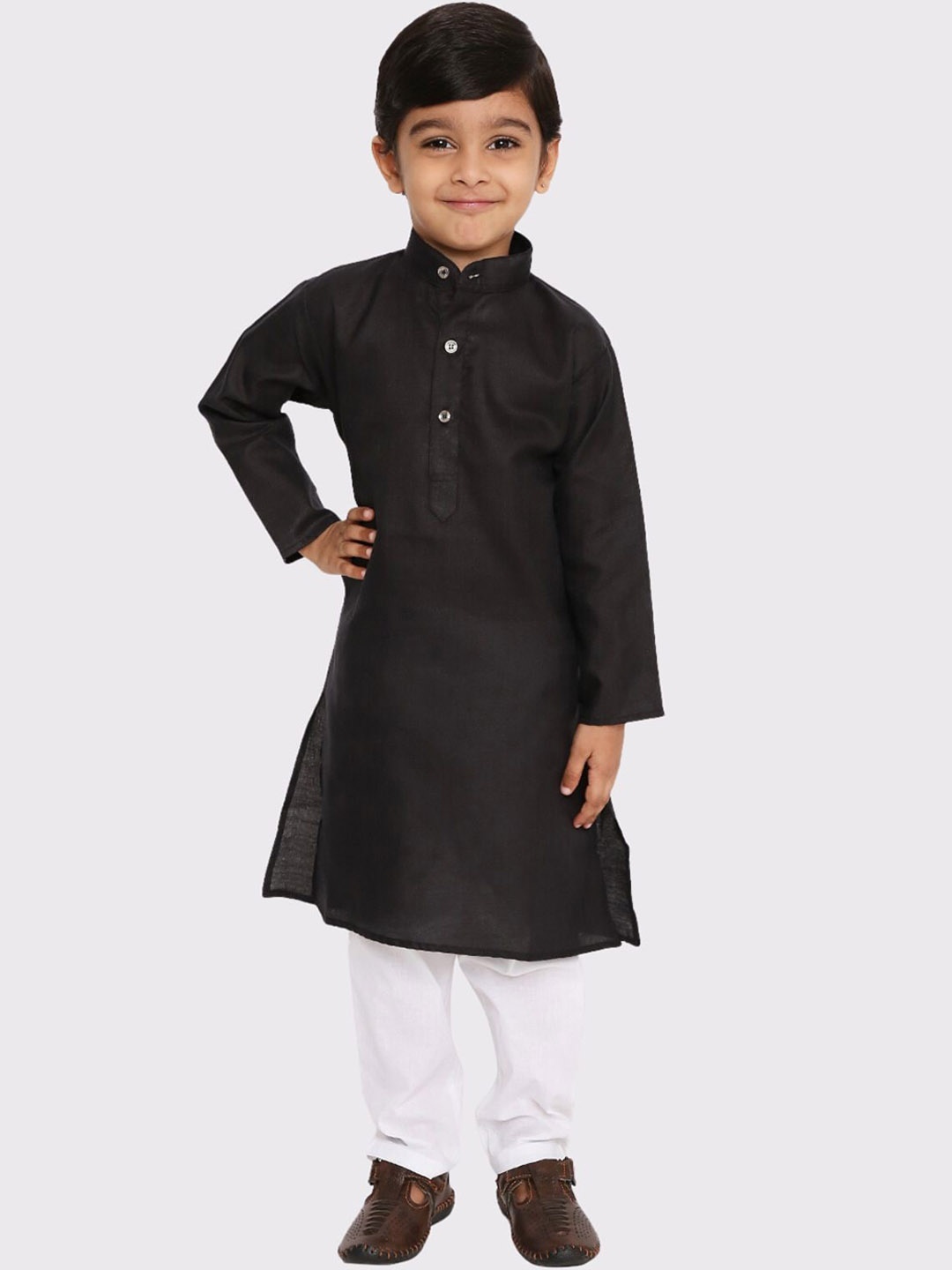

Maharaja Boys Band Collar Regular Kurta with Pyjamas, Black