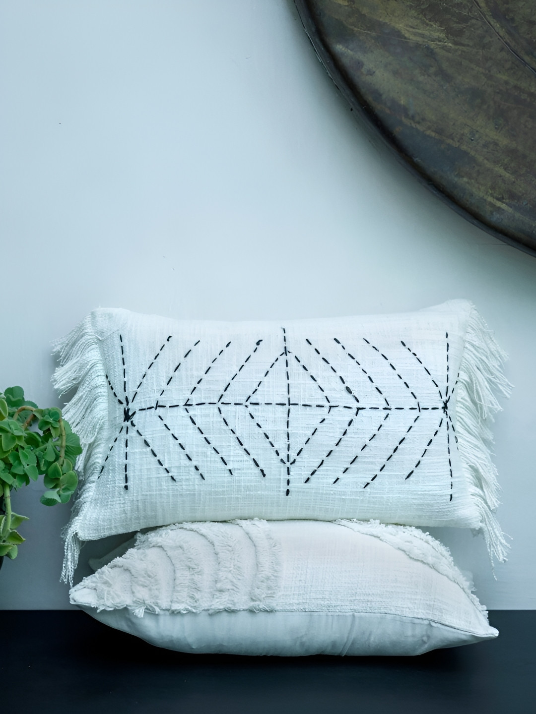 

ABSTRACT INDIA White Cotton Rectangular Cushion Cover