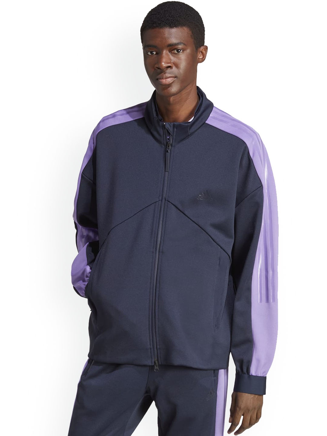 

ADIDAS M TIRO TT + Colourblocked Stand Collar Sporty Jacket, Blue