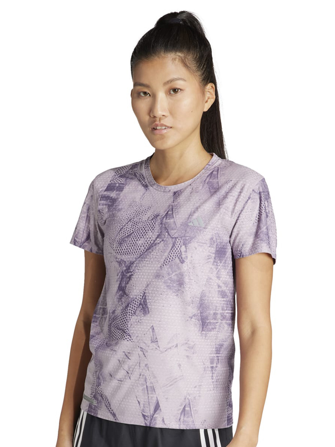 

ADIDAS Ultaop Hr Tee Slim Fit Abstract Printed Round Neck Running T-shirt, Purple