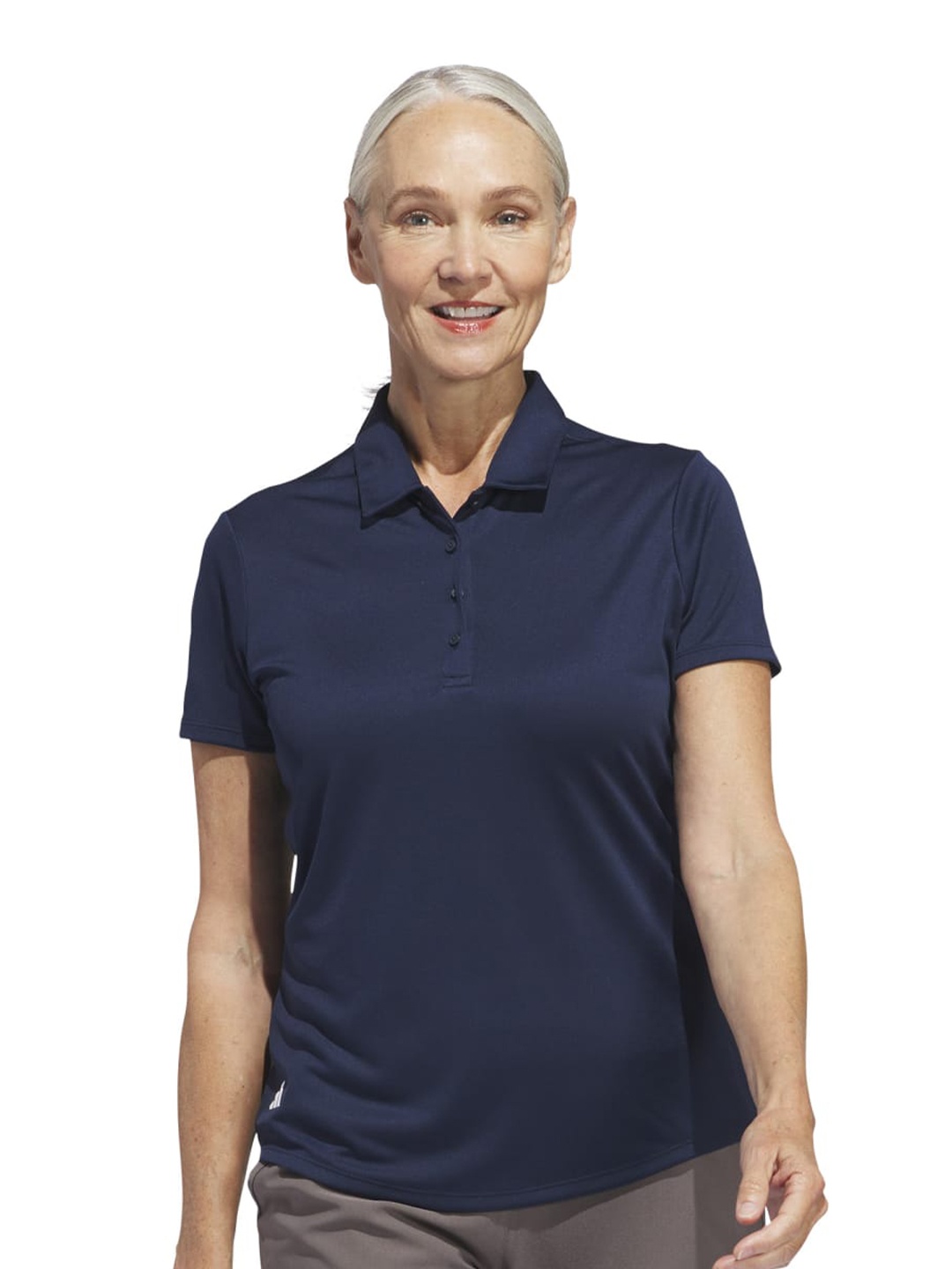 

ADIDAS W Perf Sld Ss P Polo Collar Short Sleeves Lightweight T-shirt, Navy blue