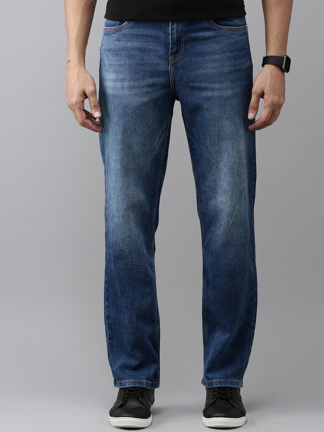 

Mast & Harbour Men Blue Straight Fit Light Fade Stretchable Jeans