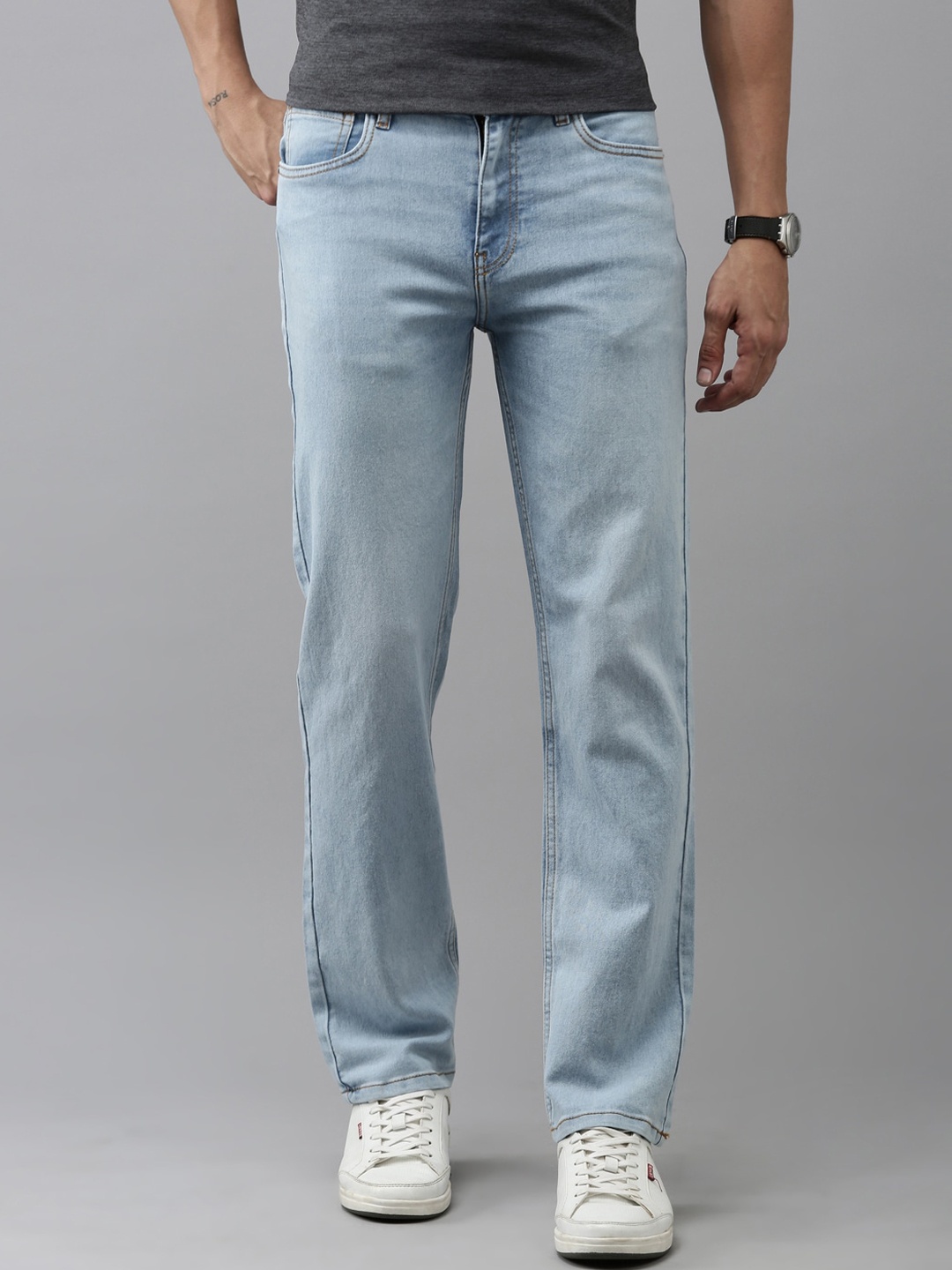 

Mast & Harbour Men Blue Heavy Fade Regular Fit Stretchable Jeans