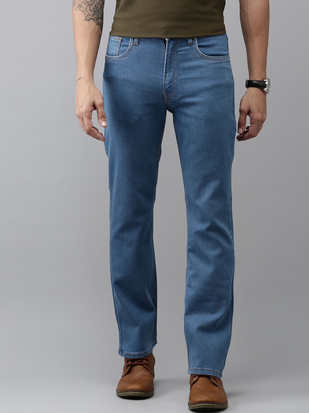 

Mast & Harbour Men Blue Bootcut Clean Look Stretchable Jeans