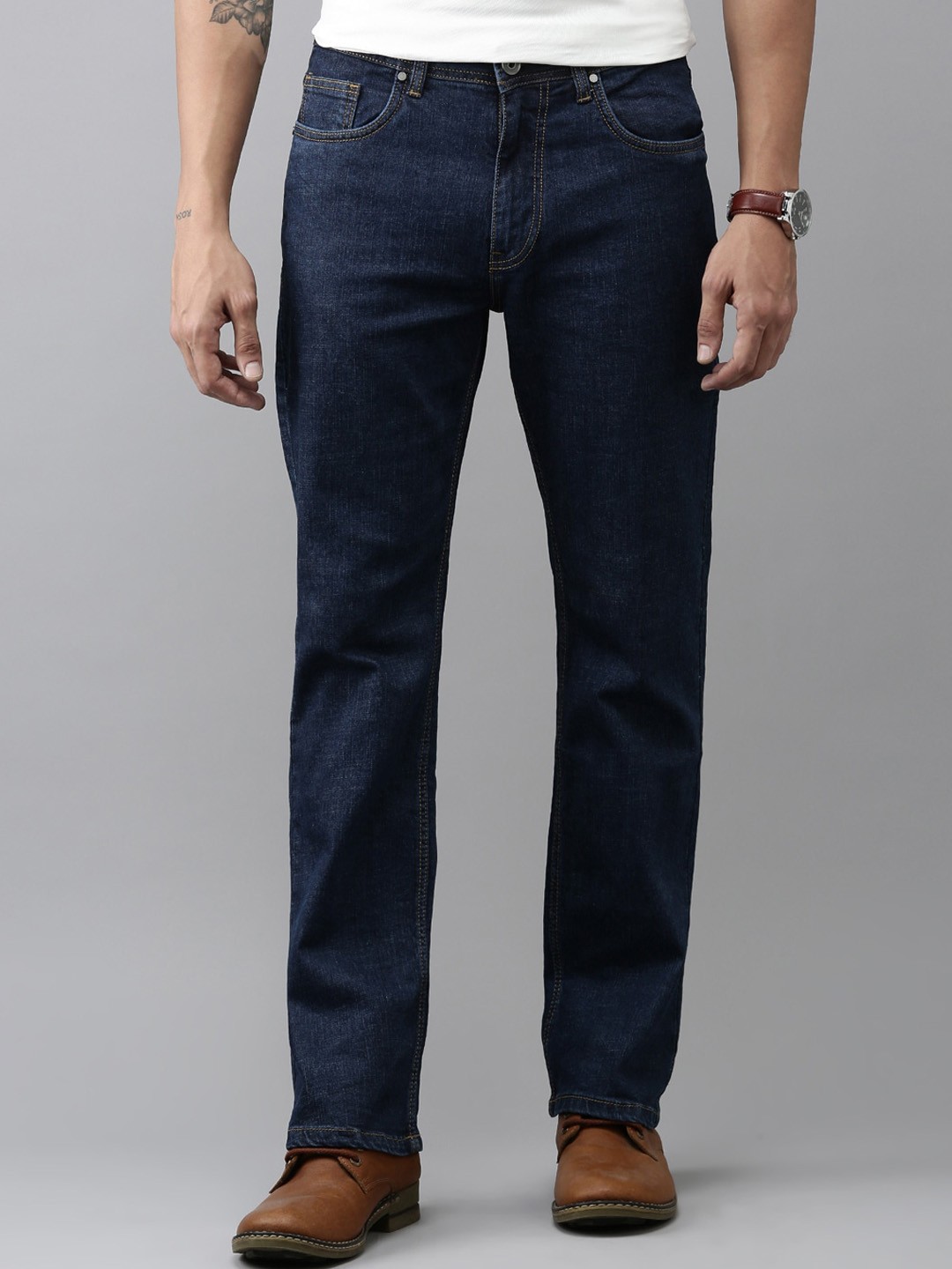 

Mast & Harbour Men Blue Bootcut Mid-Rise Stretchable Jeans