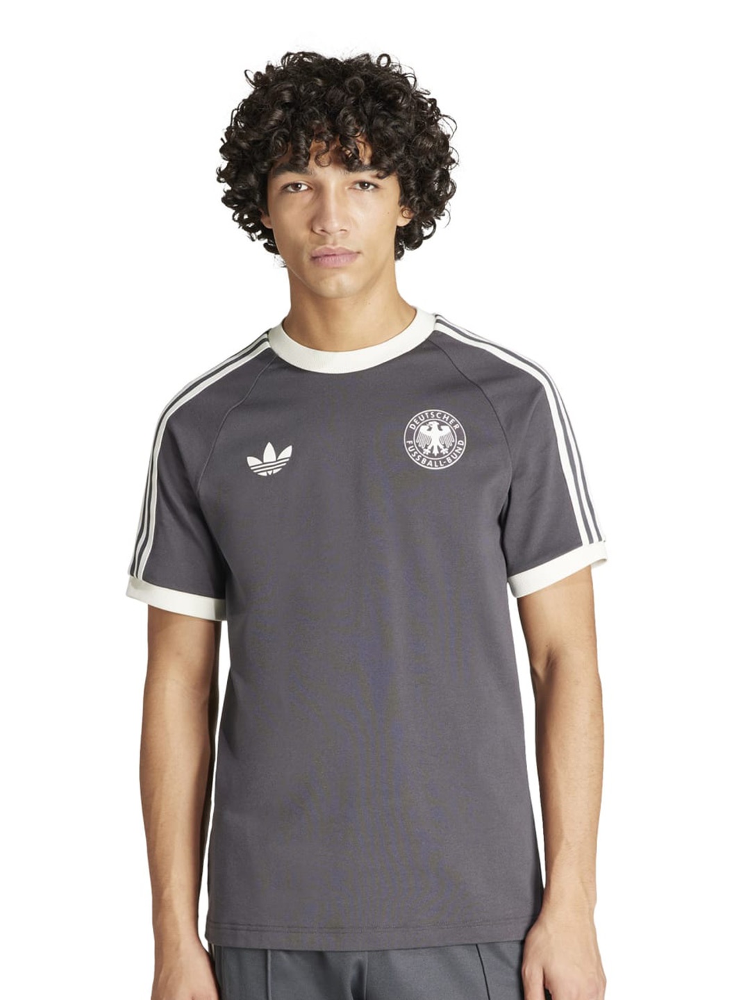 

ADIDAS DFB OG 3S TEE Round Neck Slim Fit Cotton Sports Tshirt, Grey