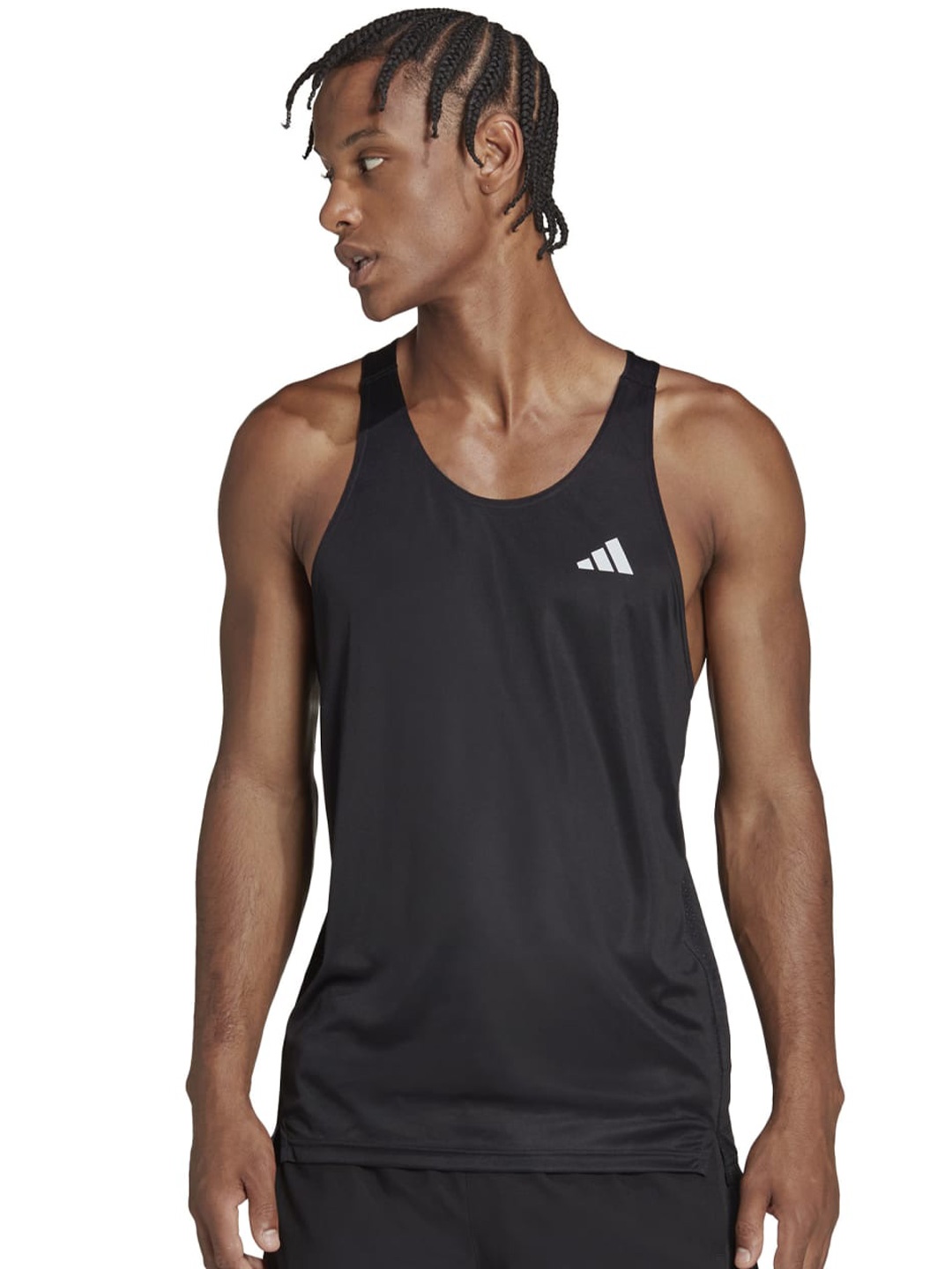 

ADIDAS RUN ICONS 3 BAR Logo Printed Singlet Gym Vest, Black