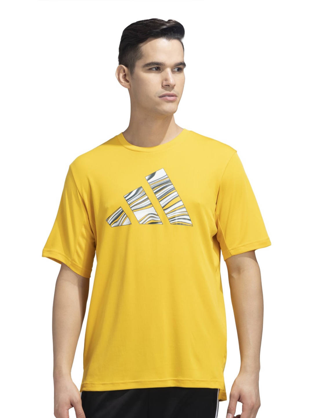 

ADIDAS HIIT GF SLO Printed Slim-Fit T-Shirt, Yellow