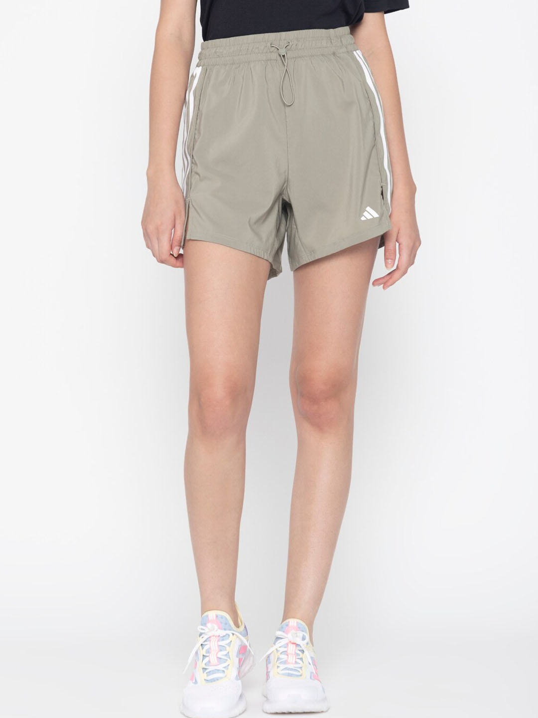 

ADIDAS Pacer Hyglm Women Striped Mid-Rise Sports Shorts, Grey