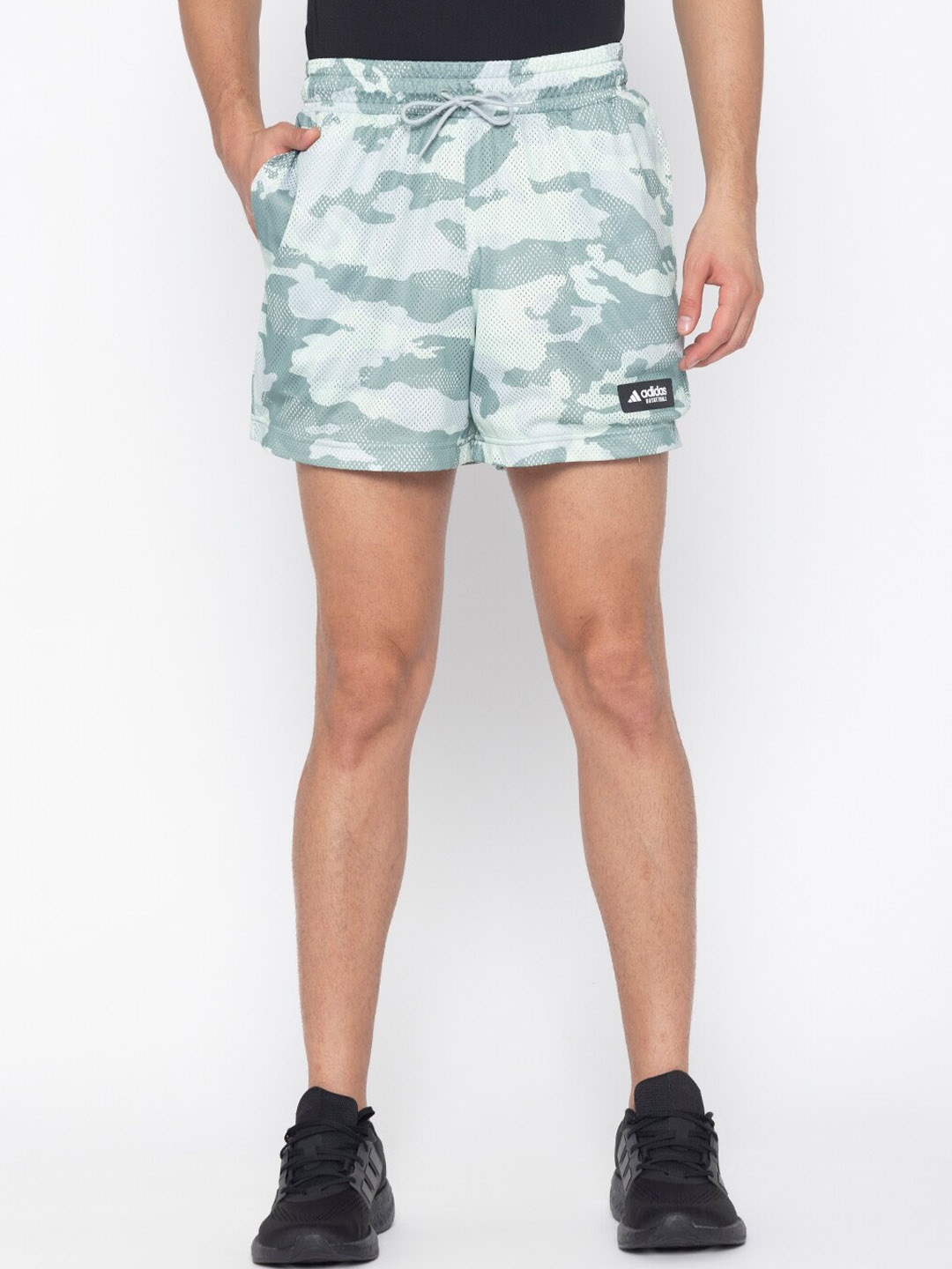 

ADIDAS LGD AOP Men Camouflage Printed Mid-Rise Loose-Fit Sports Shorts, Green