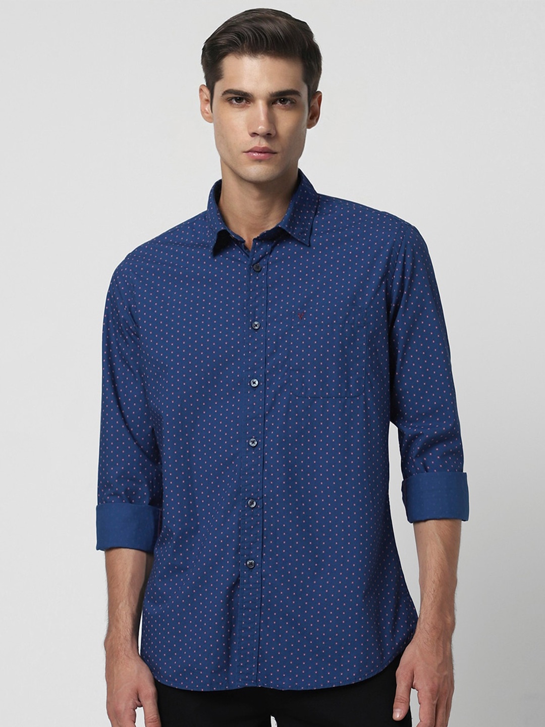 

Van Heusen Sport Slim Fit Micro Ditsy Printed Pure Cotton Casual Shirt, Blue