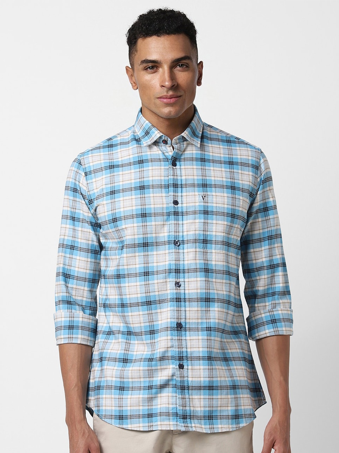 

Van Heusen Sport Slim Fit Tartan Checked Pure Cotton Casual Shirt, White