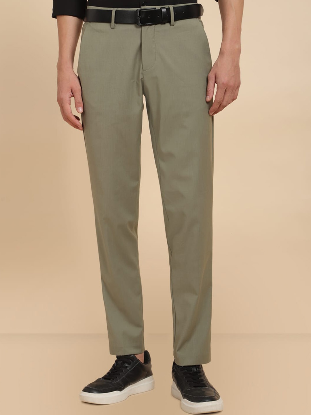 

Allen Solly Men Slim Fit Formal Trousers, Olive