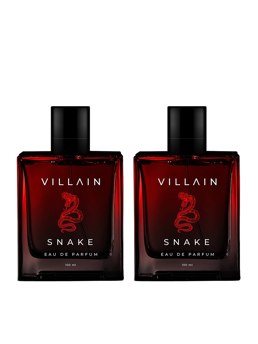 

VILLAIN Men Set of 2 Snake Long Lasting Eau De Parfum - 100 ml Each, Red