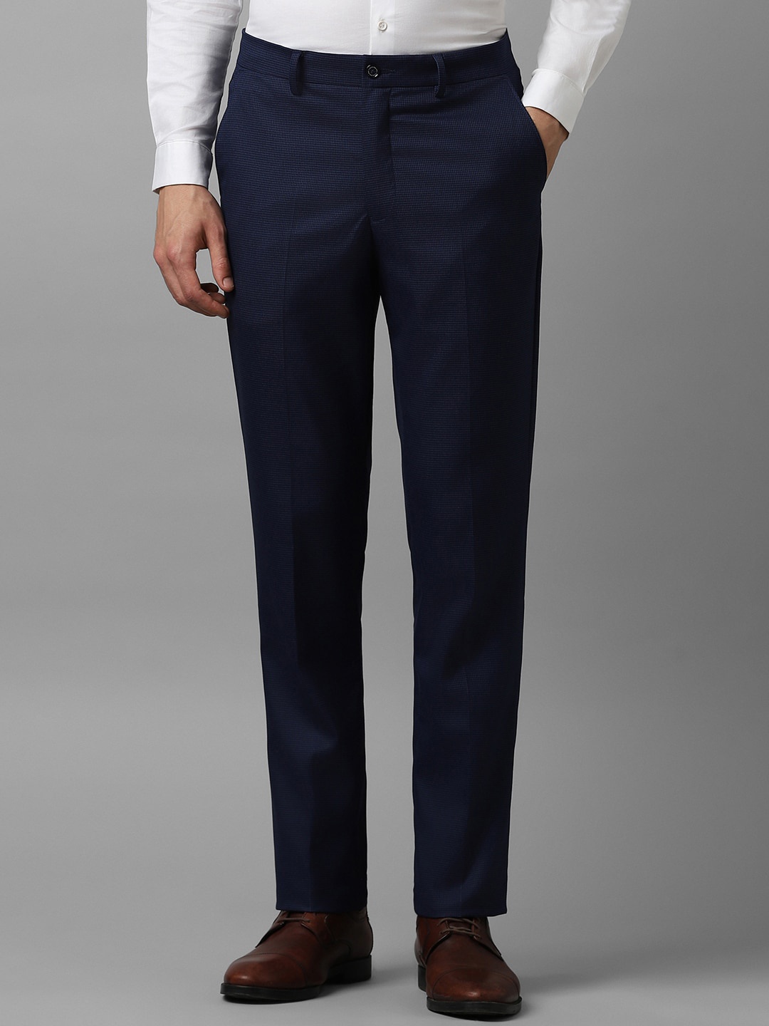 

Louis Philippe Checked Slim Fit Formal Trouser, Navy blue