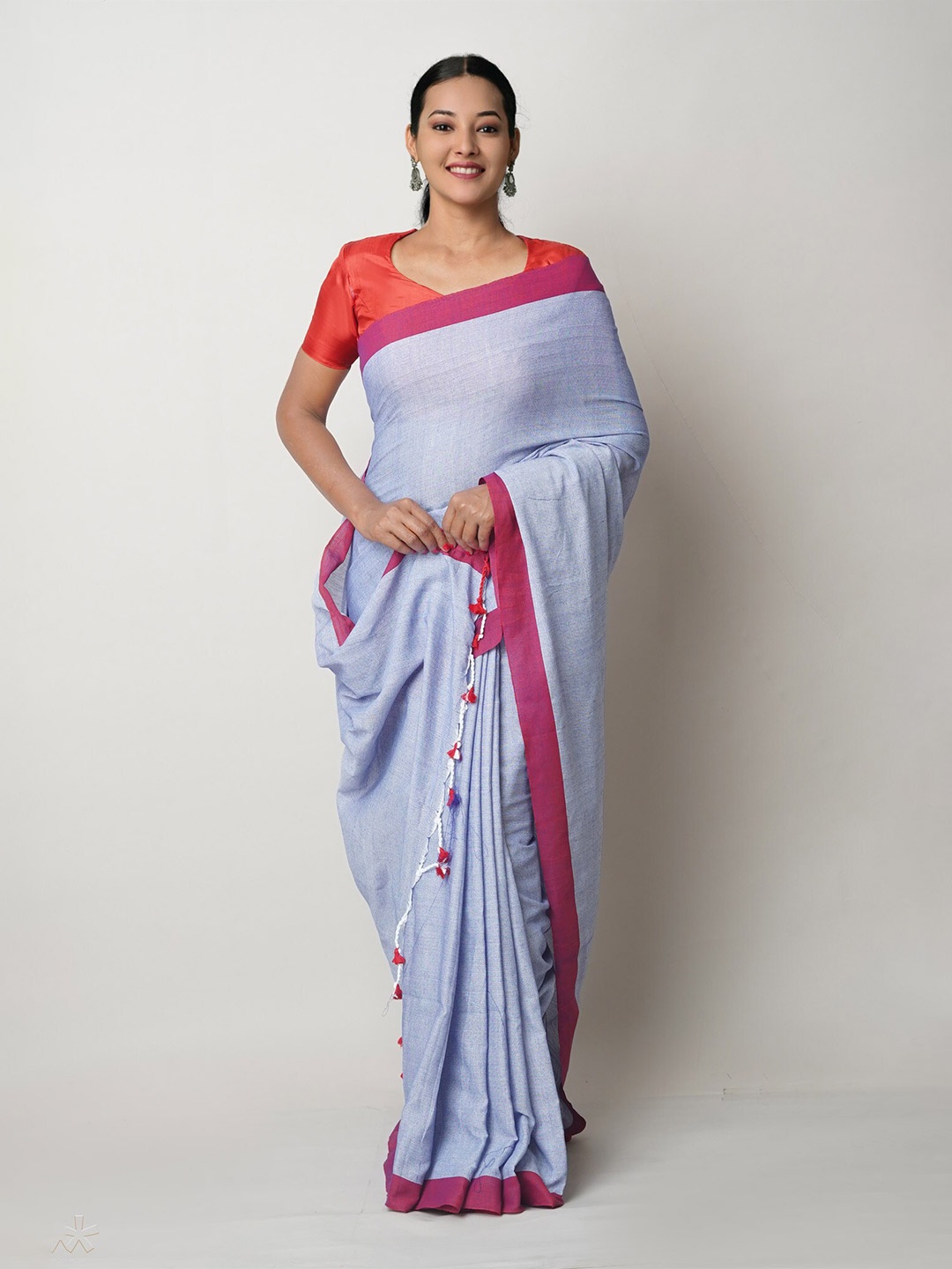 

Unnati Silks Pure Linen Jamdani Saree, Blue