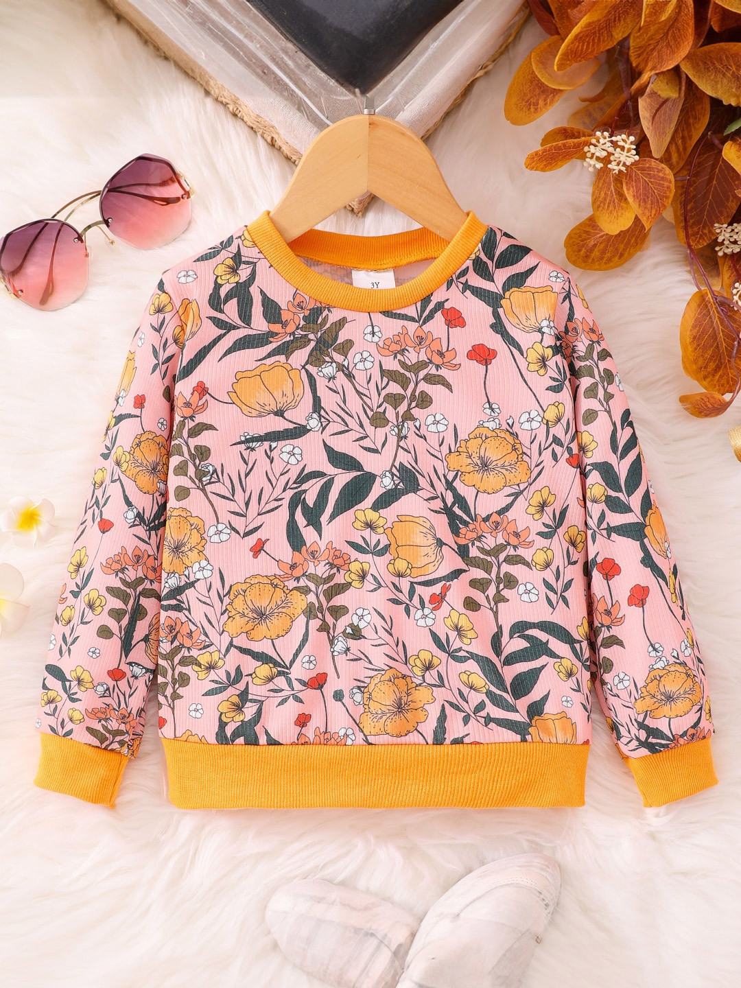 

StyleCast Girls Pink & Yellow Floral Printed Pullover Sweatshirt