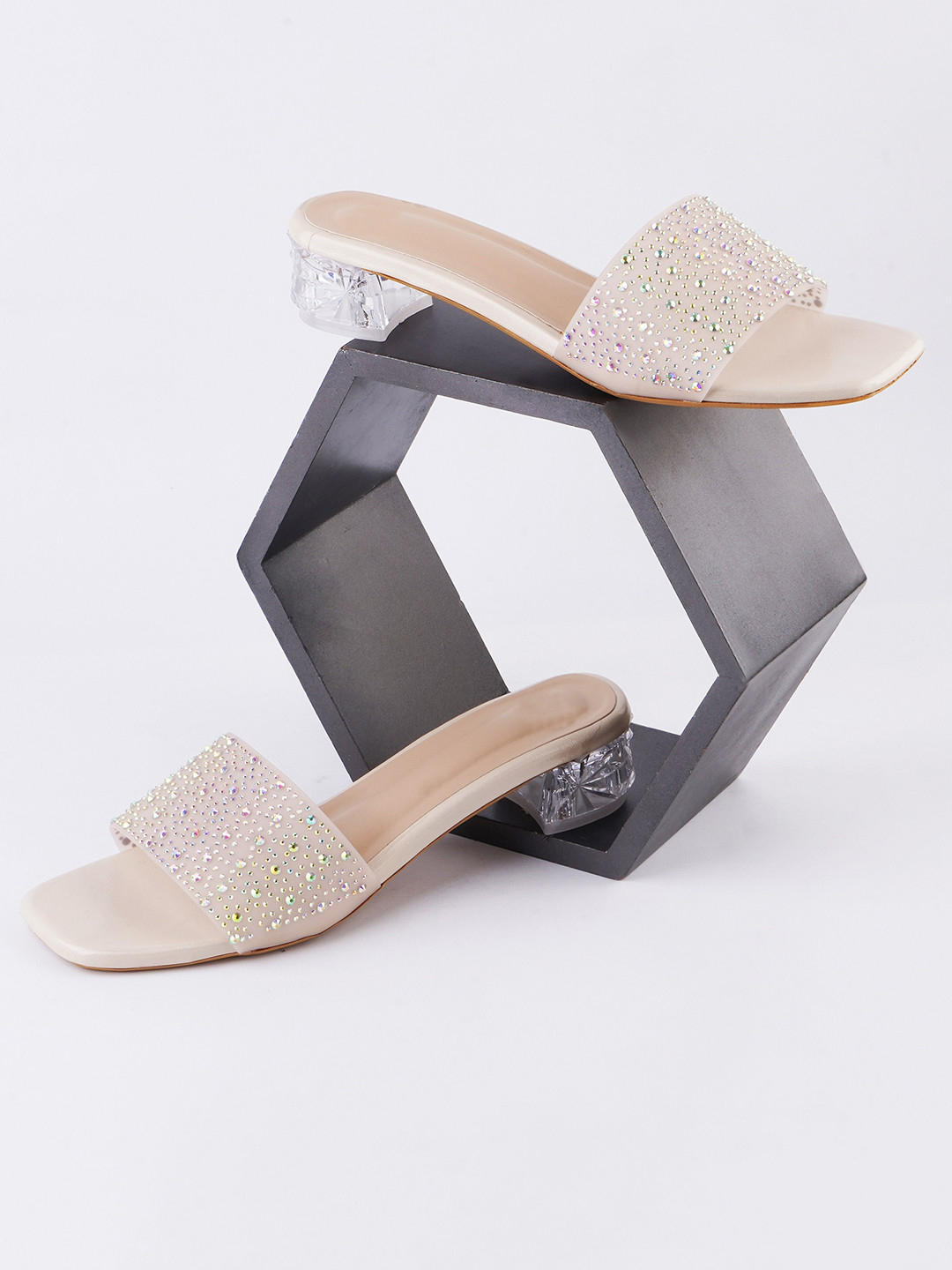 

Try Me Embellished Party Block Heels, Gold