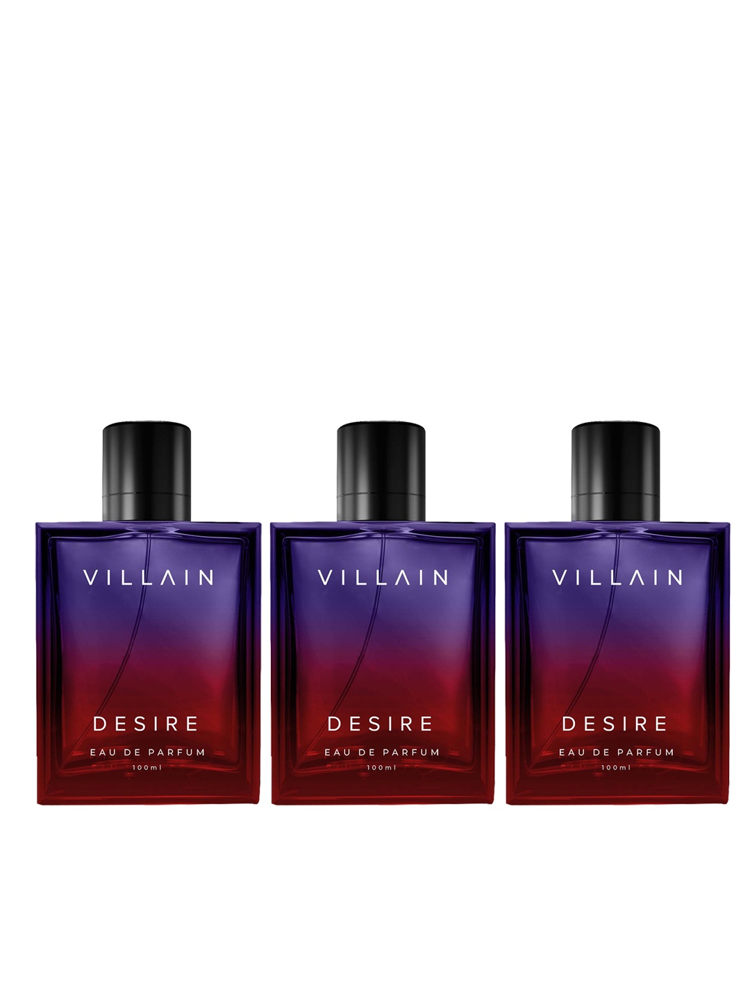 

VILLAIN Men Set of 3 Long Lasting Desire Eau De Parfum - 100ml Each, Purple