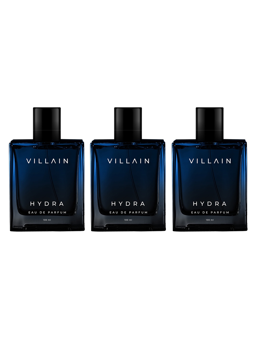 

VILLAIN Men Set of 3 Long Lasting Hydra Eau De Parfum - 100ml Each, Blue