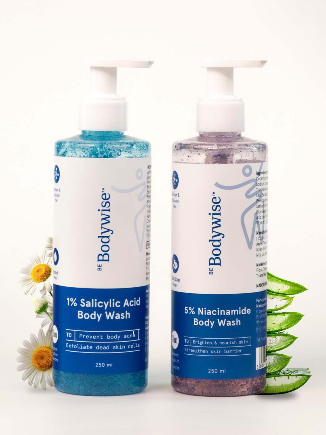 

Be Bodywise Set of 2 Body Wash - 1% Salicylic Acid + 5% Niacinamide - 250ml Each, Blue