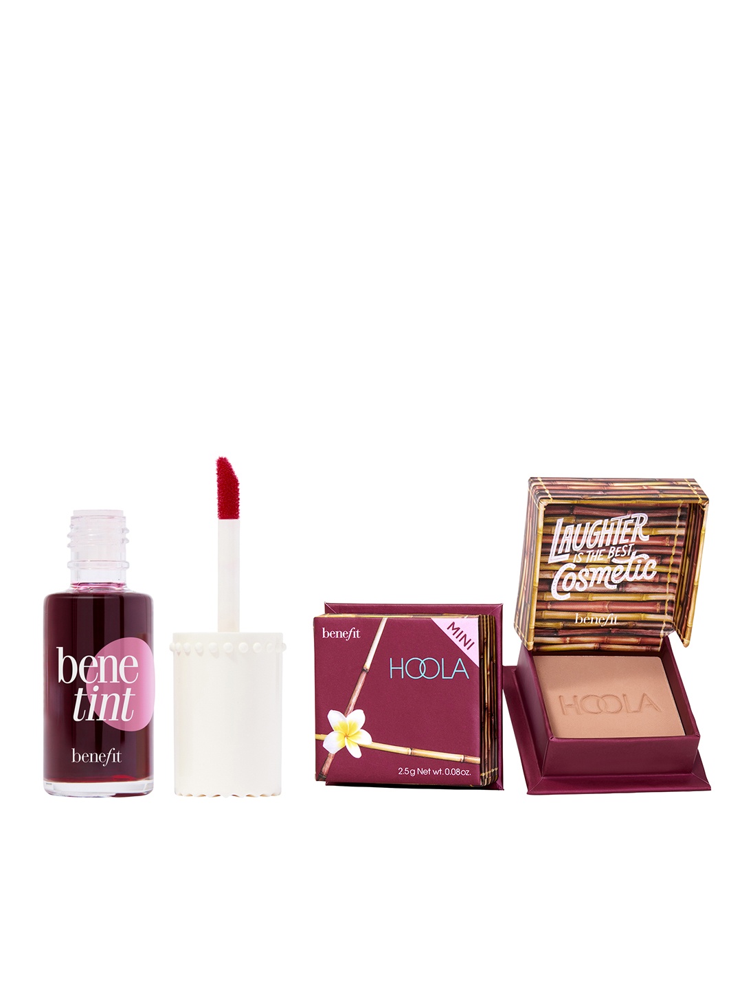 

Benefit Cosmetics Set of Benetint Cheek & Lip Stain-Rose + Silky Soft Mini Bronzer-Hoola, Pink