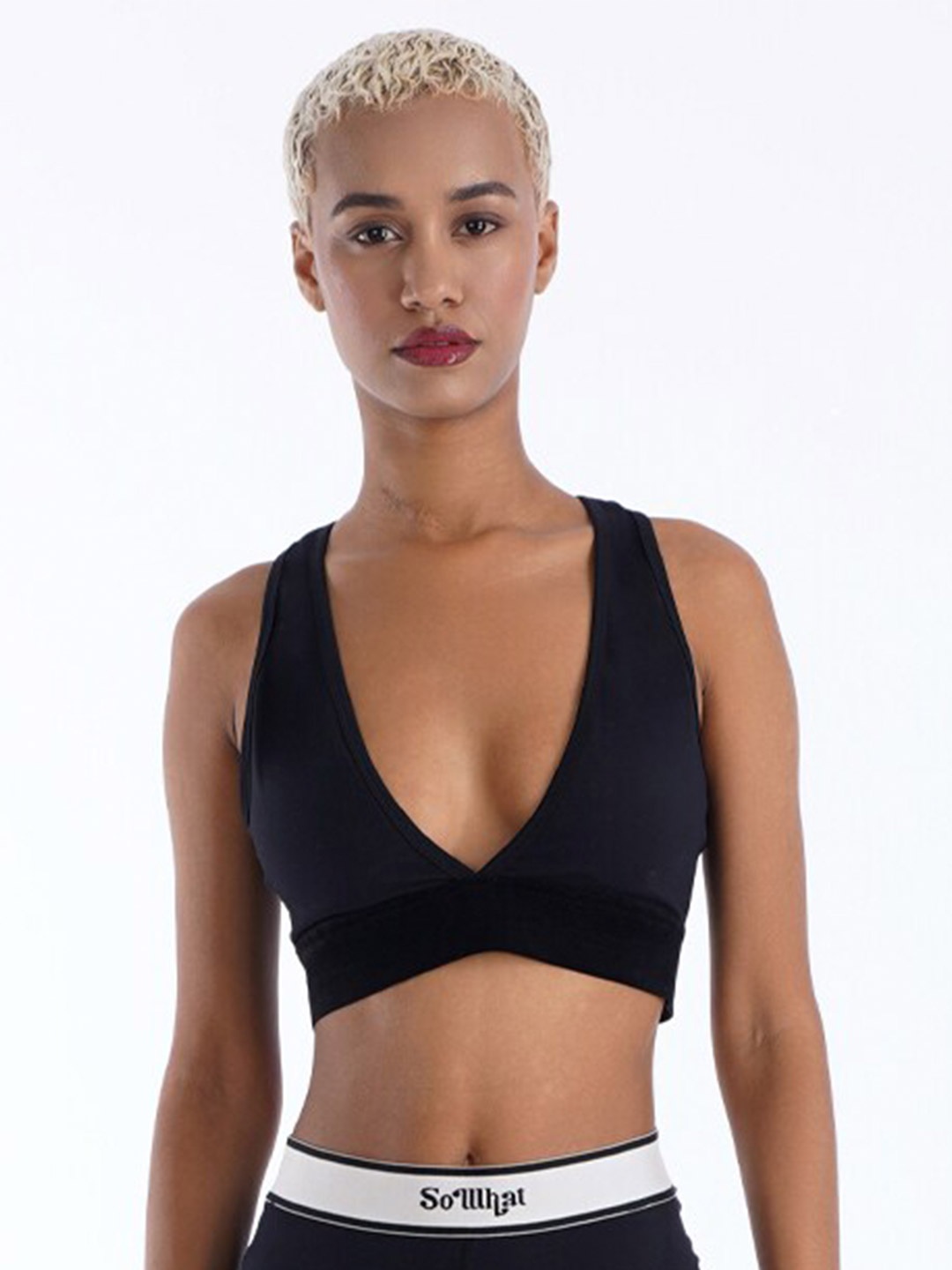 

So What Half Coverage Lightly Padded Workout Bra Moisture Wicking, Black