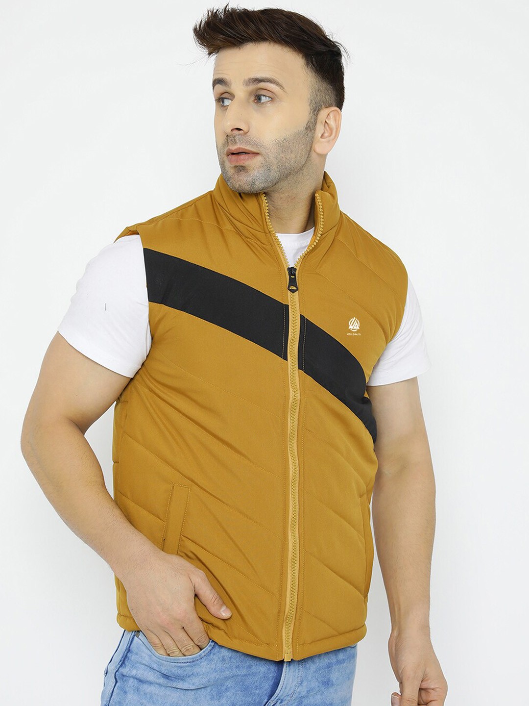 

WELL QUALITY Striped Lightweight Dry Fit Padded Jacket, Mustard