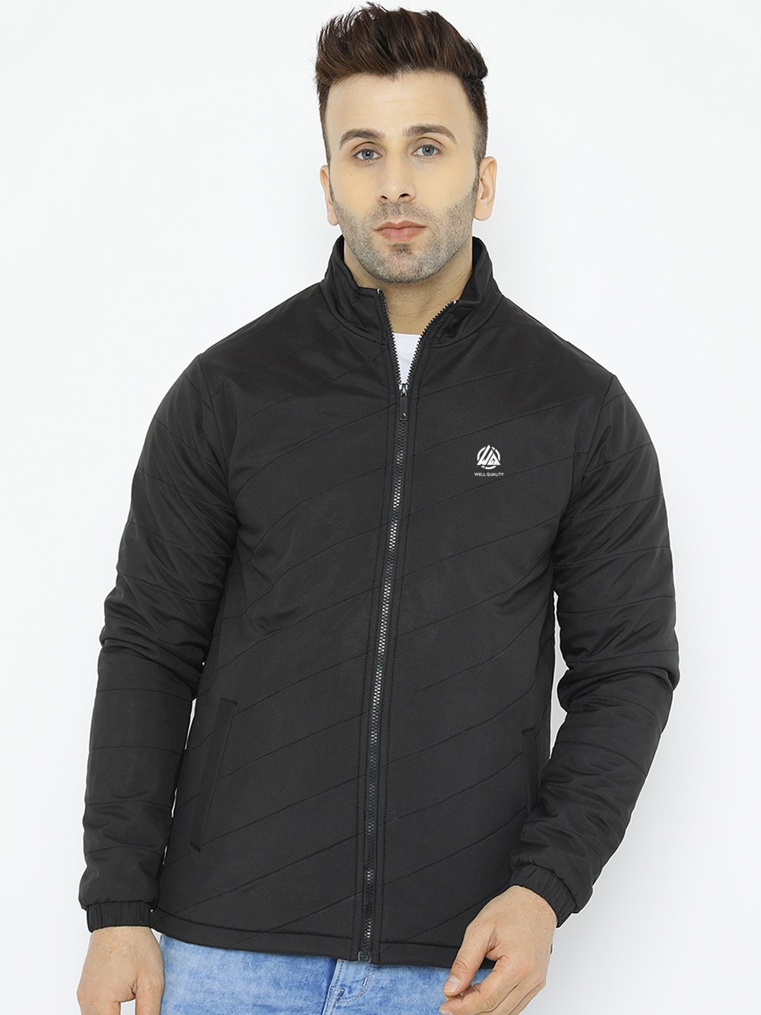 

WELL QUALITY Mock Collar Lightweight Dry Fit Tailored Jacket, Black