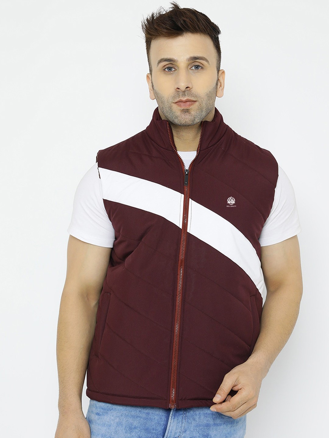 

WELL QUALITY Striped Lightweight Dry Fit Padded Jacket, Maroon