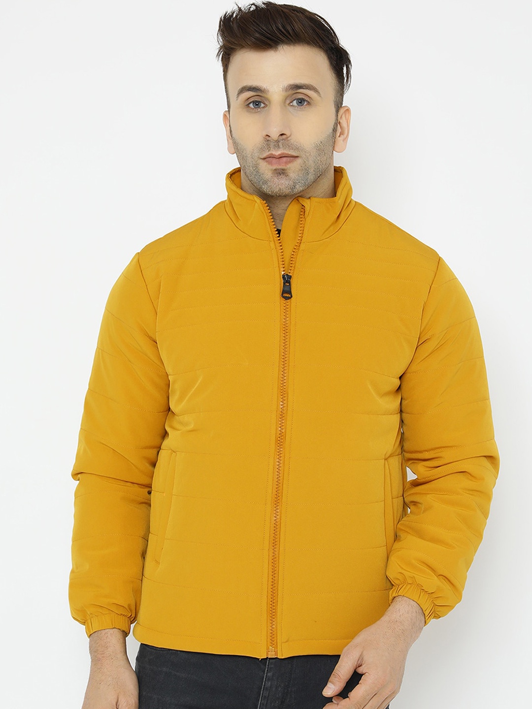 

WELL QUALITY Mock Collar Lightweight Dry Fit Padded Jacket, Mustard