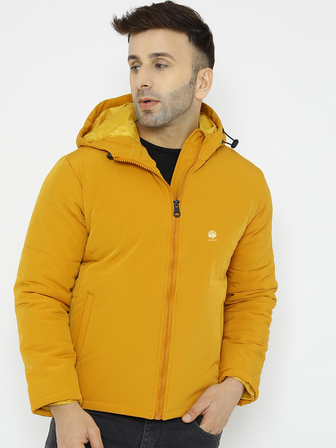 

WELL QUALITY Hooded Lightweight Dry Fit Puffer Jacket, Mustard