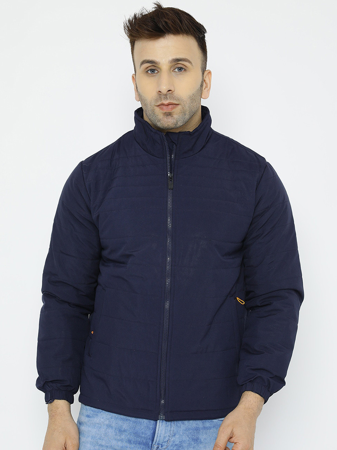 

WELL QUALITY Stand Collar Lightweight Dry Fit Puffer Jacket, Navy blue