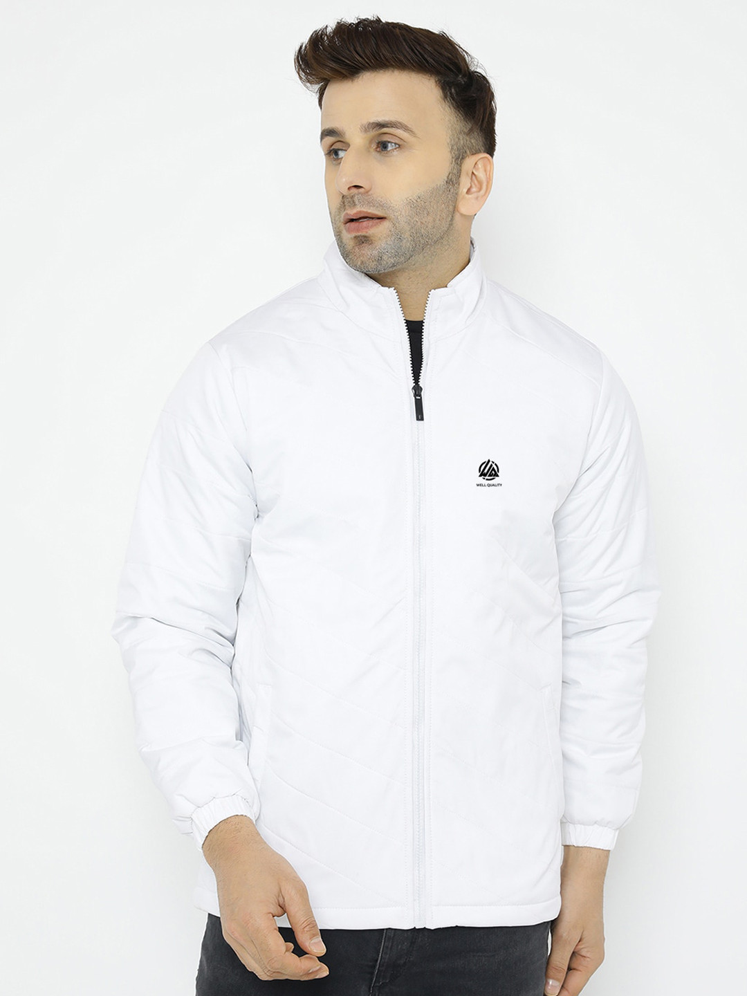 

WELL QUALITY Mock Collar Dry Fit Lightweight Padded Jacket, White