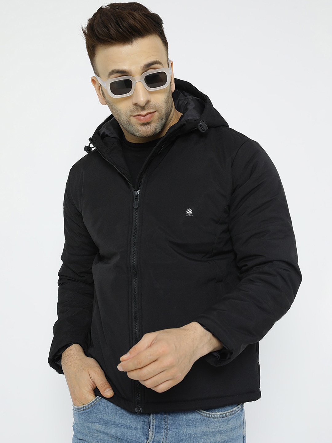 

WELL QUALITY Hooded Lightweight Padded Jacket, Black