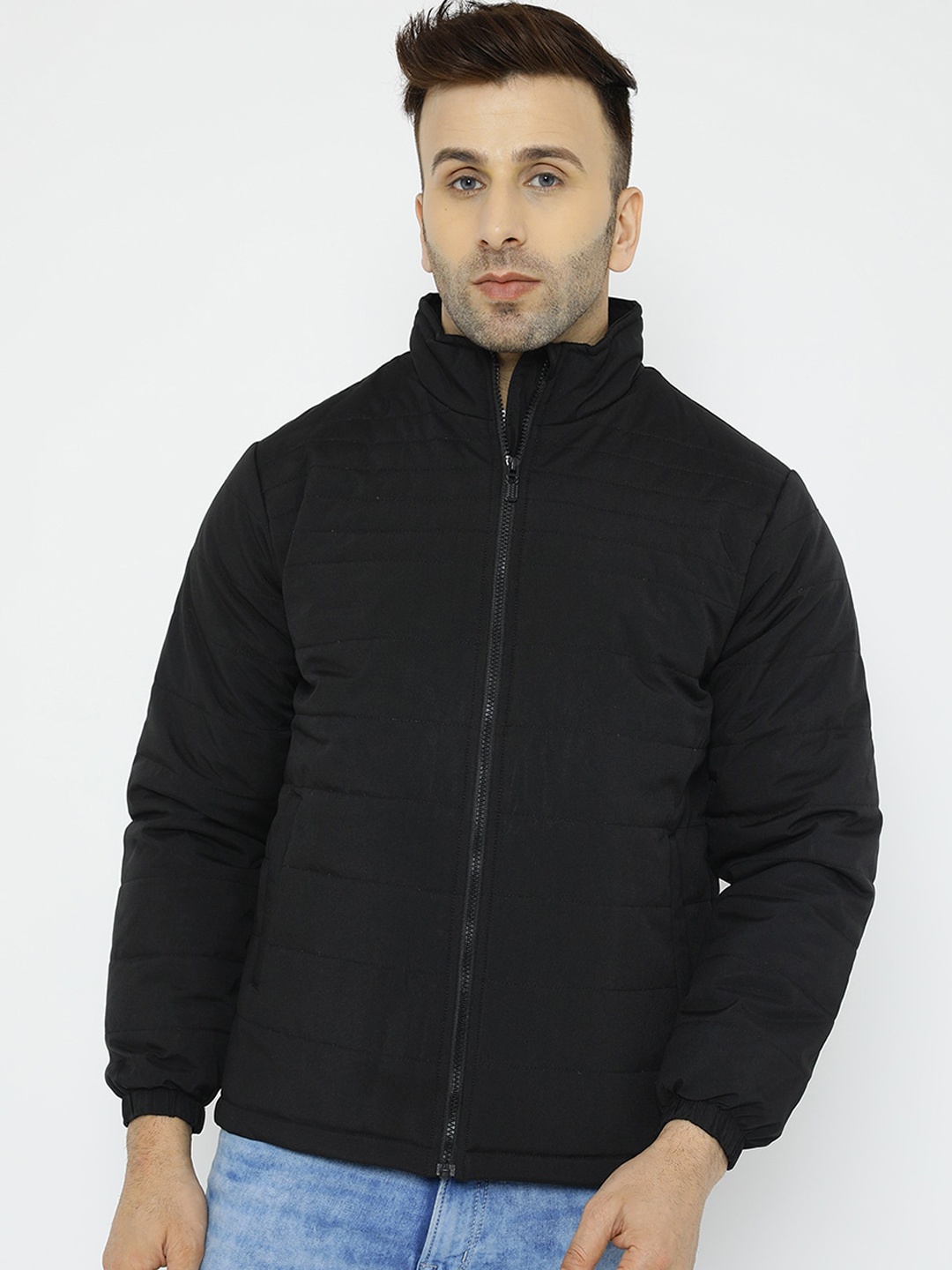 

WELL QUALITY Mock Collar Lightweight Dry Fit Padded Jacket, Black