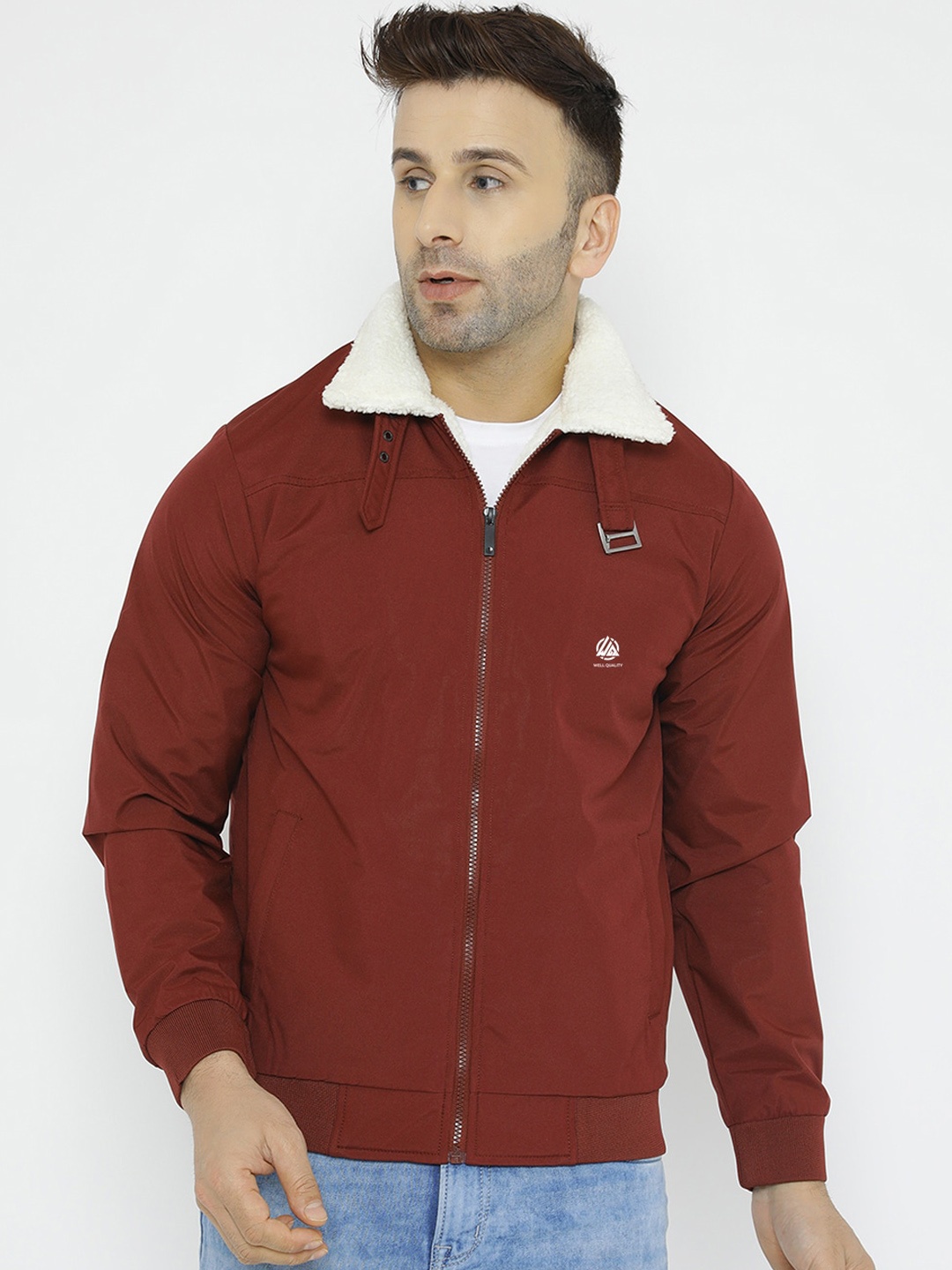 

WELL QUALITY Dry Fit Lightweight Bomber Jacket, Maroon