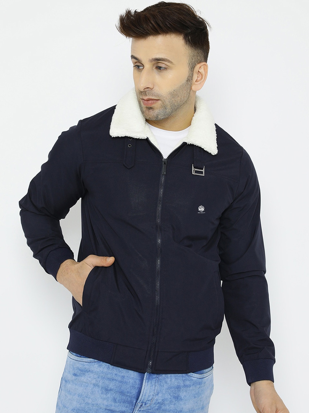 

WELL QUALITY Dry Fit Lightweight Bomber Jacket, Navy blue
