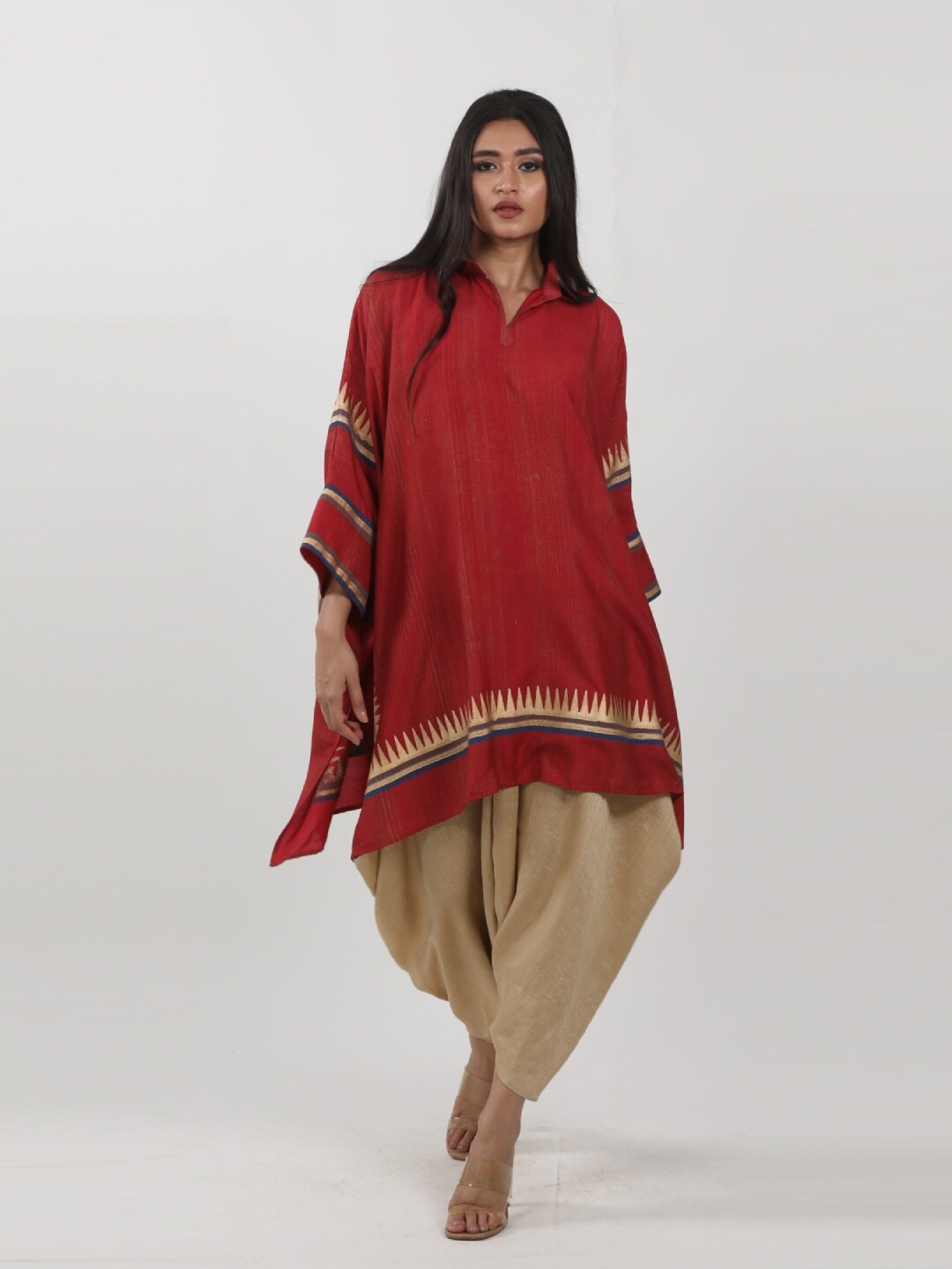 

Krishna Mehta Ethnic Motifs Printed Kaftan Kurta, Red