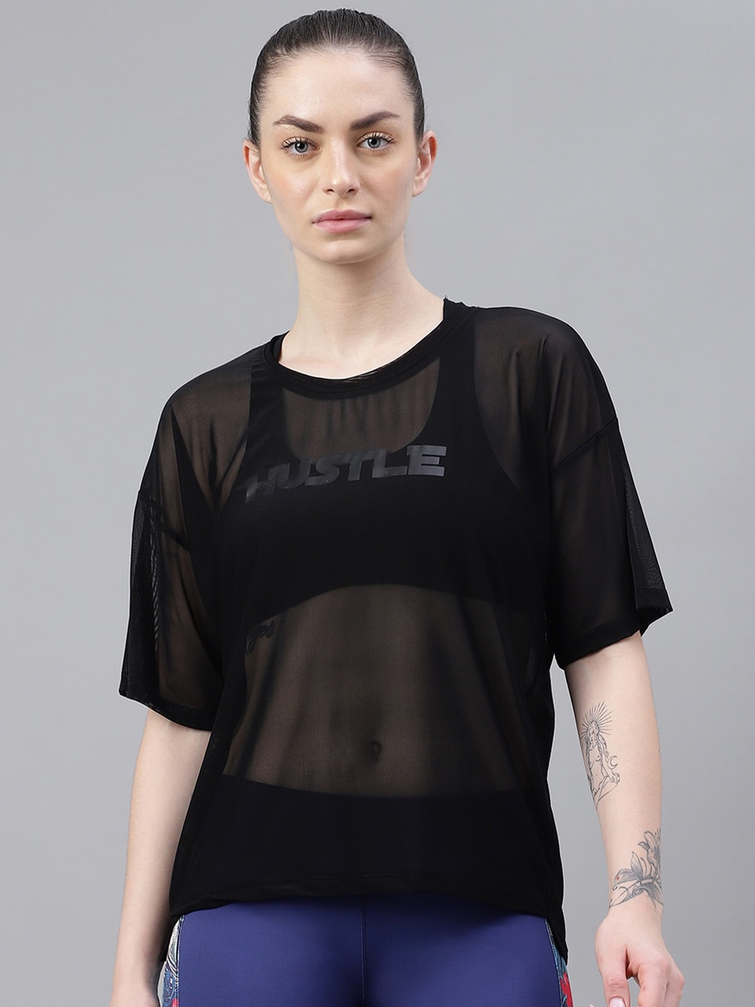 

MKH Typography Printed Relaxed Fit Dri-FIT Sports T-shirt, Black