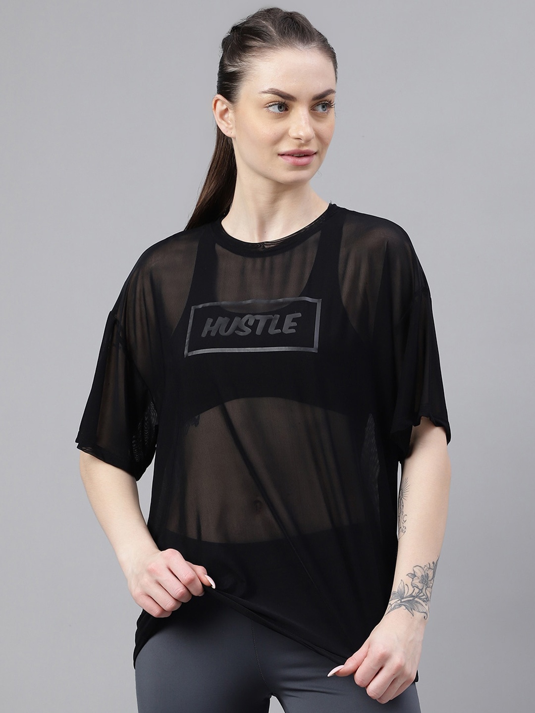 

MKH Typography Printed Relaxed Fit Dri-FIT Sports T-shirt, Black