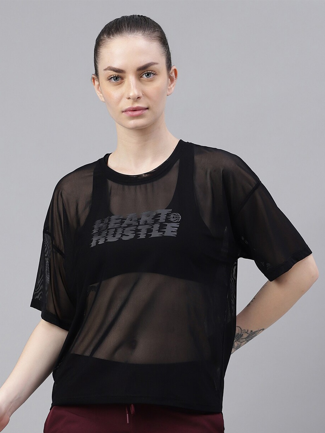 

MKH Typography Printed Dri-FIT Relaxed Fit Gym T-shirt, Black
