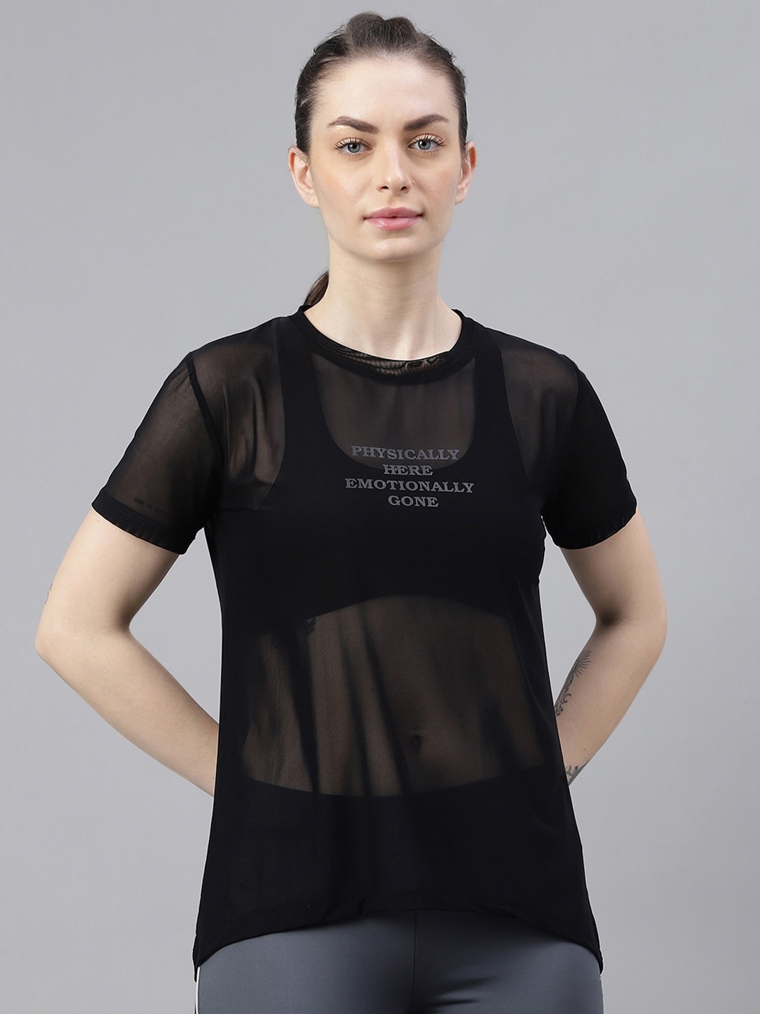 

MKH Relaxed Fit Typography Printed Dri-FIT T-shirt, Black