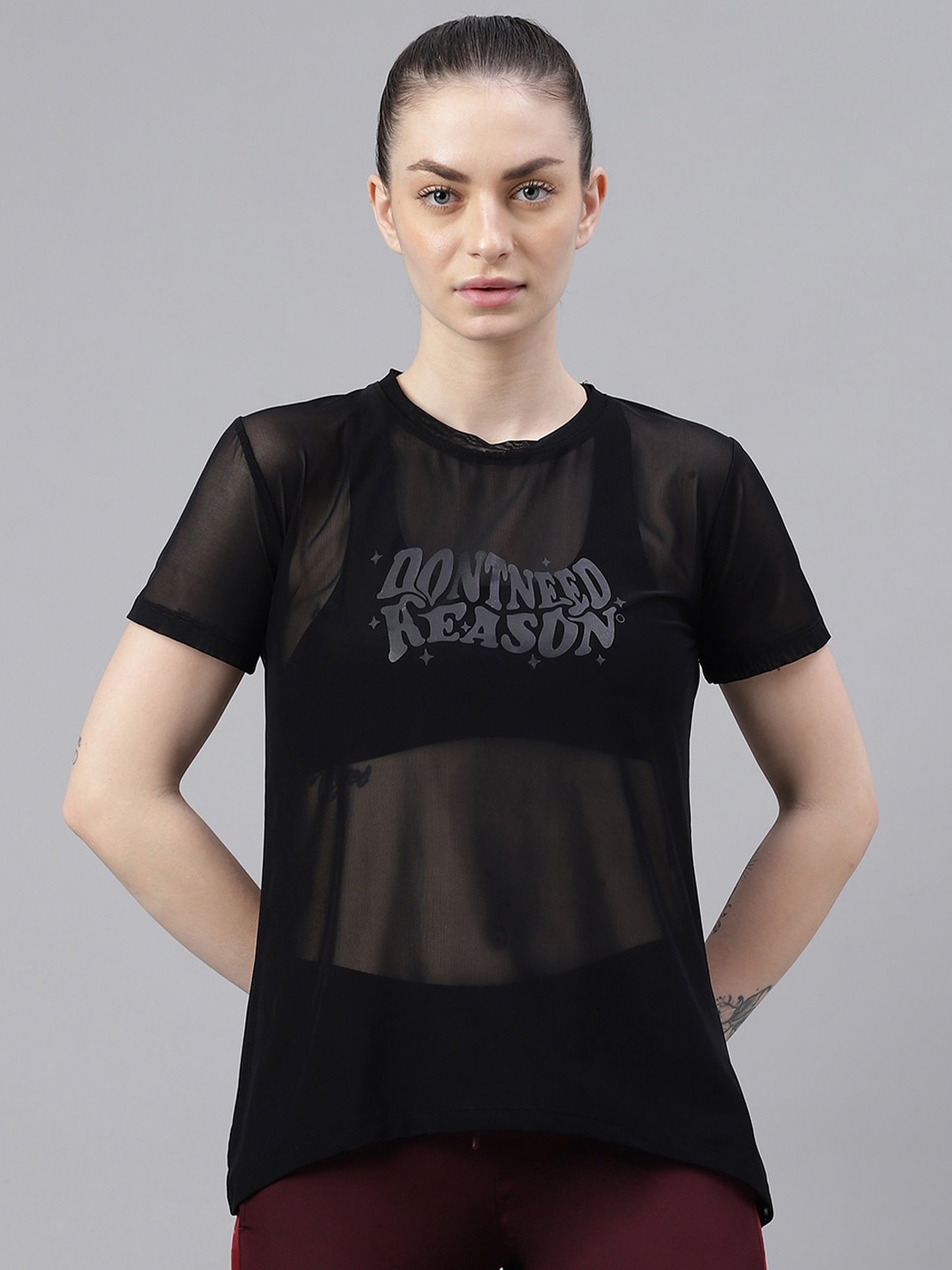 

MKH Typography Printed Dri-FIT Relaxed Fit Sports T-shirt, Black