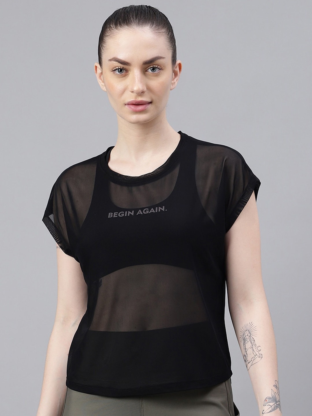 MKH Typography Printed Dri FIT Relaxed Fit Sports T-shirt, Black