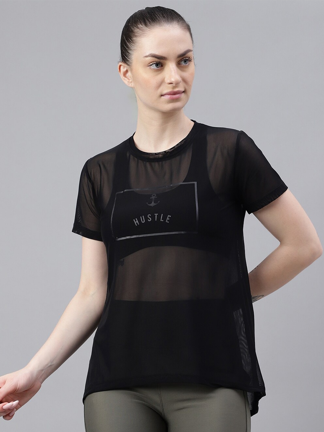 MKH Typography Printed Dri FIT Relaxed Fit Sports T-shirt, Black