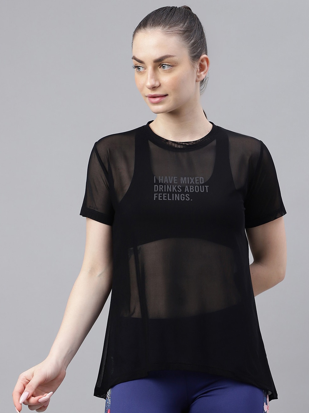 

MKH Typography Printed Dri-FIT Relaxed Fit Gym T-shirt, Black