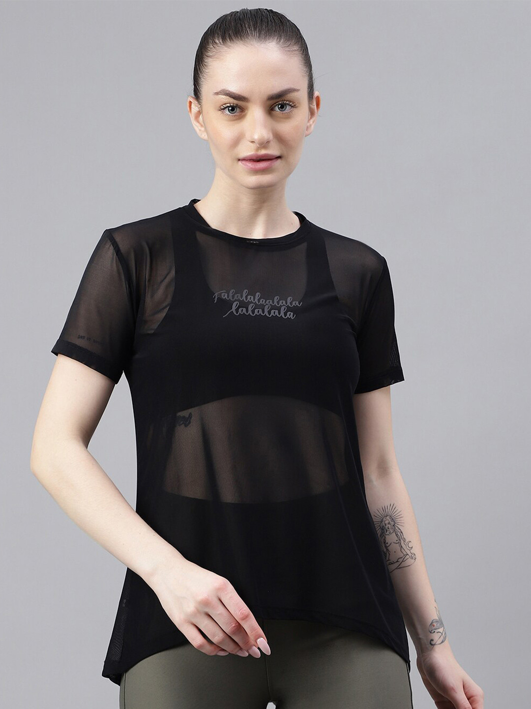 

MKH Relaxed Fit Typography Printed Dri-FIT T-shirt, Black
